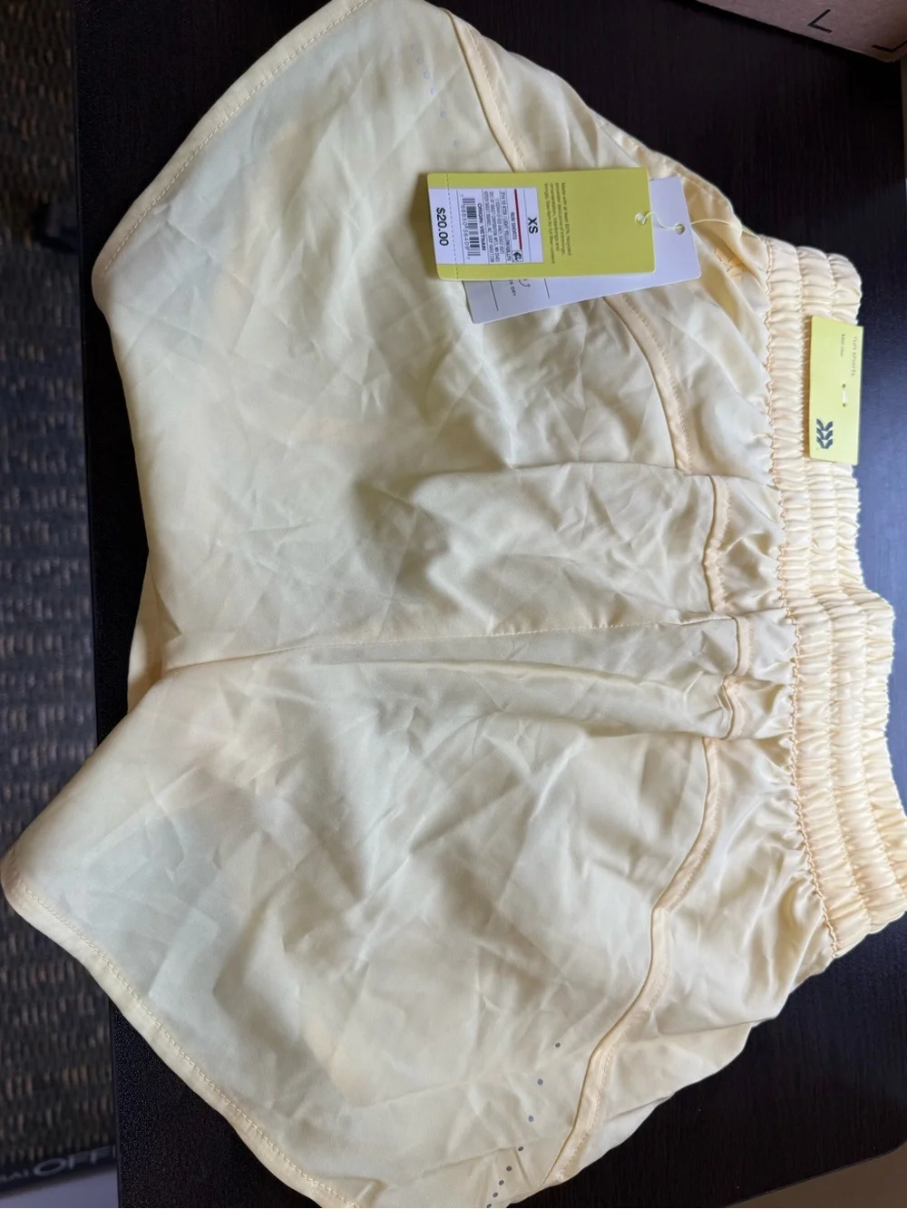 Yellow Elastic-Waist running Shorts